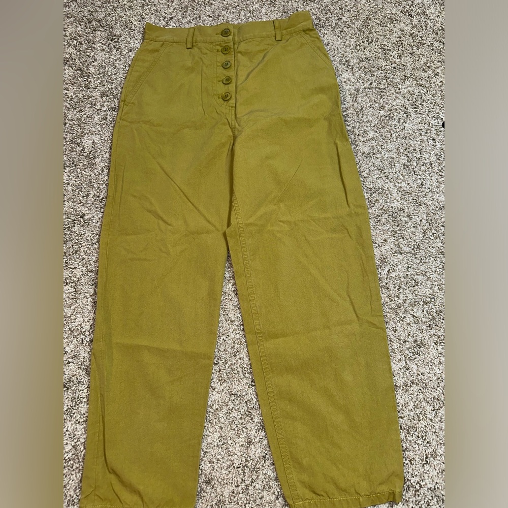 Olive Green High-Waisted Pants